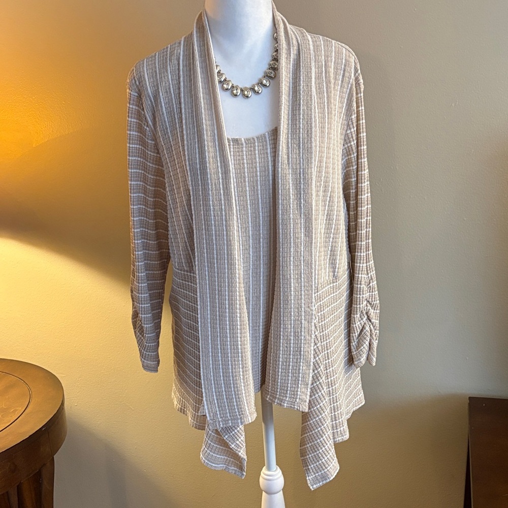 10/&10Alfred Dunner Layered Tunic Women's Beige & White XL